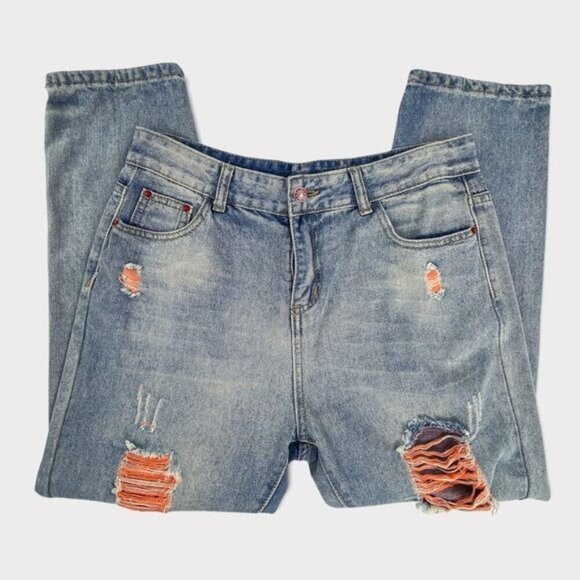 Distressed Straight Leg Light Wash Jeans‎ 31 Unisex Loose Fit Streetwear - Picture 3 of 11